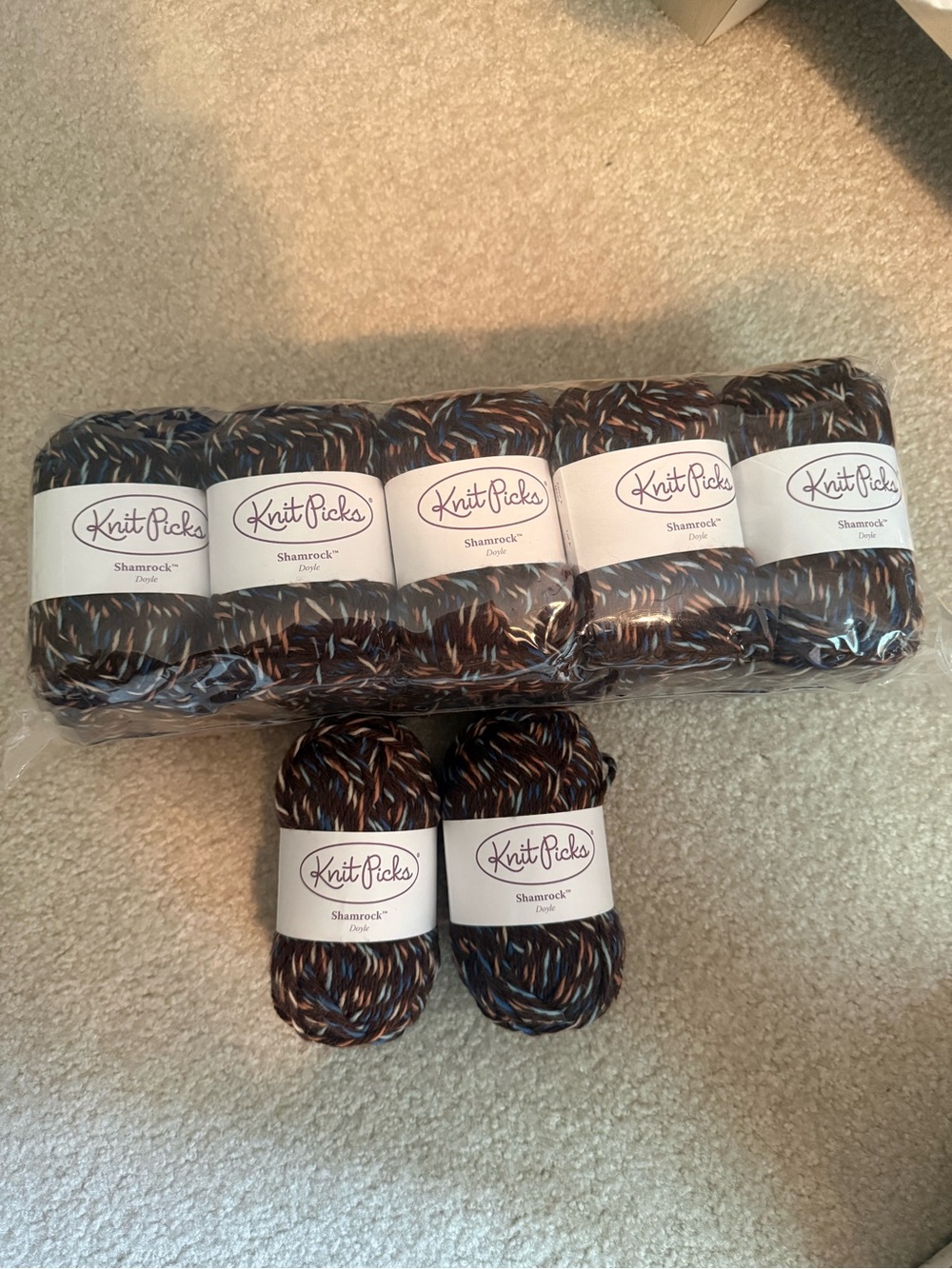 Yarn,Knit Picks Shamrock Multi-Color Yarn - Dark Blu with Brown & Cream Accents
